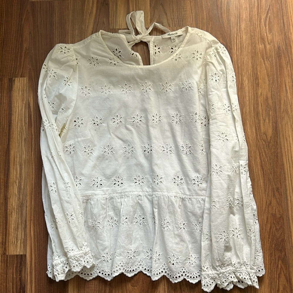 Madewell White Eyelet Top